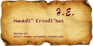 Hankó Erzsébet névjegykártya